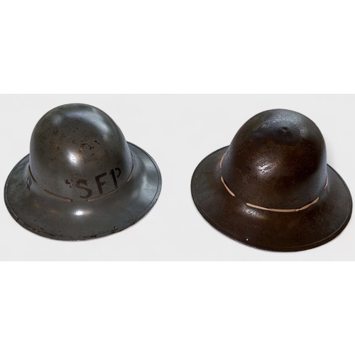 501 - Three British WW2 Zuckerman Civilian Protection Helmets produced by different factories, all dated 1... 