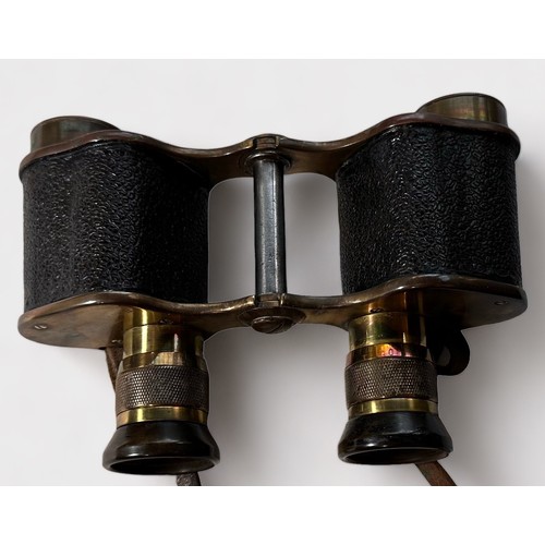 509 - A pair of No.3 MkII WW1 x6 binoculars by Kershaw, with brass coating, scratched Admiralty broad arro... 