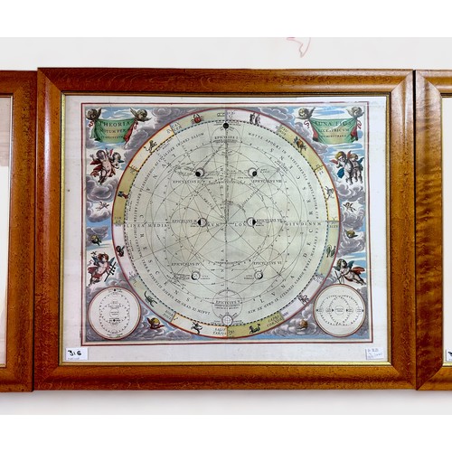 316 - Three rare charts of the Heavens, by Andreas Cellarius, from his 'Atlas Coelestis Seu Harmonia Macro... 