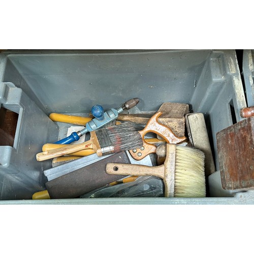 574 - A shipwrights toolbox with a good collection of assorted ship building tools including saws, planes ... 