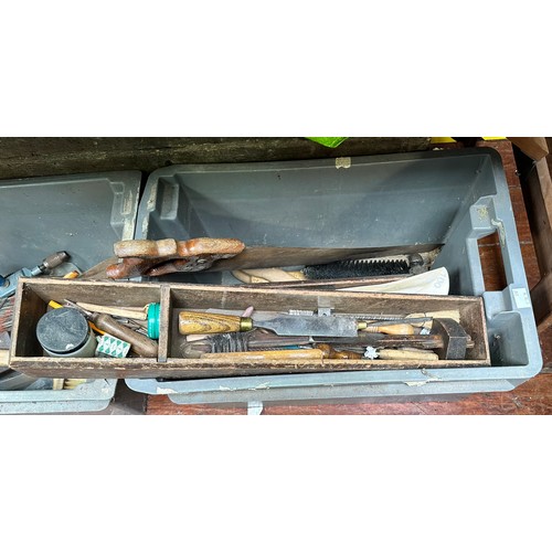 574 - A shipwrights toolbox with a good collection of assorted ship building tools including saws, planes ... 