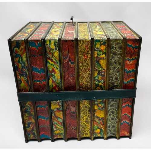 192 - A 20th century Huntley & Palmers advertising novelty biscuit tin formed as eight leather books with ... 