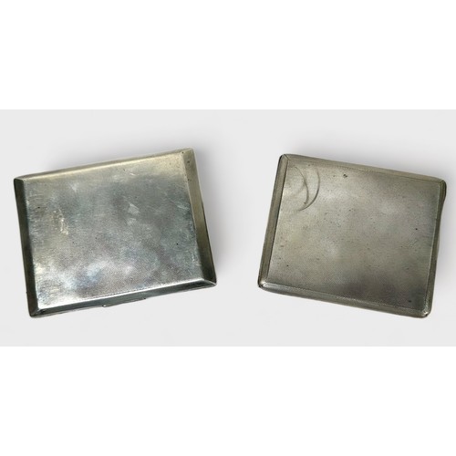 42 - Two various silver cigarette cases, both with engine turned decoration, one by Charles S Green & Co.... 