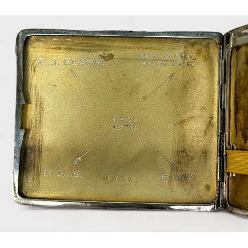 42 - Two various silver cigarette cases, both with engine turned decoration, one by Charles S Green & Co.... 