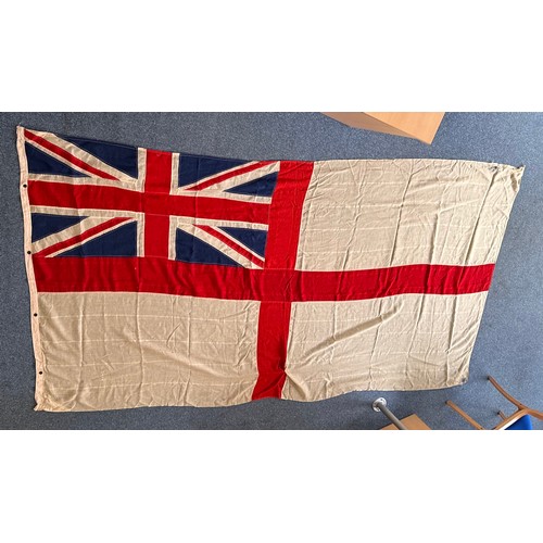 577 - A very large WW2 British White Ensign, reputably taken from C-Class Light Cruiser, HMS Cairo, sunk b... 