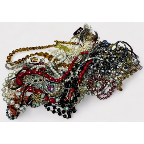 120 - A large amount of various costume jewellery, silver jewellery, and watches, including, beads, bangle... 