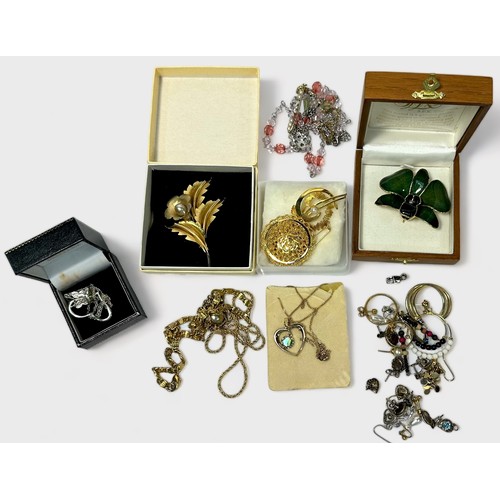 120 - A large amount of various costume jewellery, silver jewellery, and watches, including, beads, bangle... 