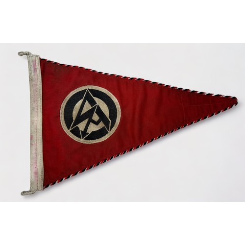 580 - A 1933 German SA car pennant, red with black and white stylised SA crest and piped edges.  Feint dat... 