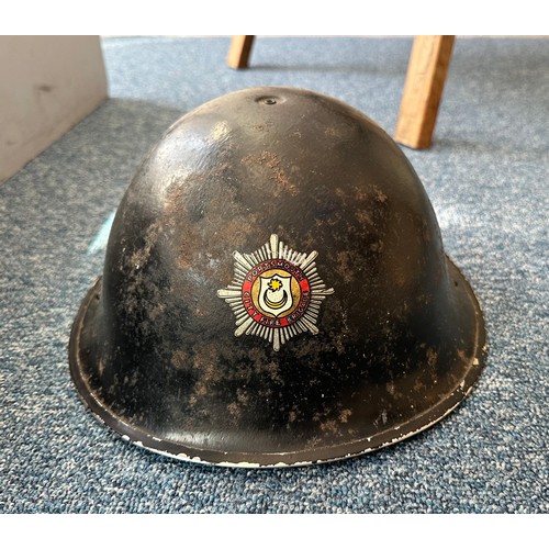 500 - A WW2 Portsmouth City Fire Service 'Turtle' helmet, with service decal to the front, various inner s... 