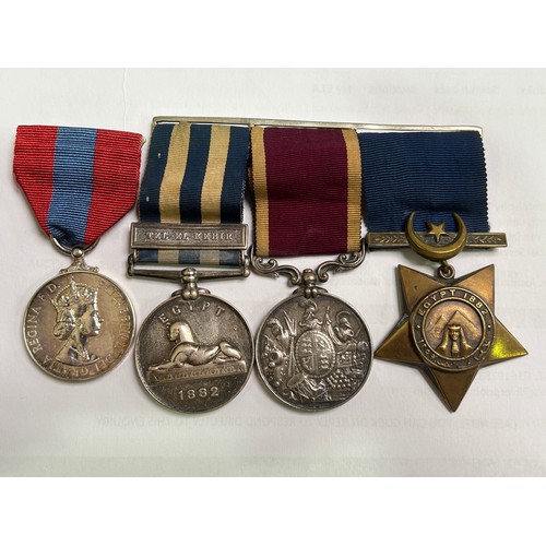 412 - British Army Trio, Queen Victoria Egypt Medal with ‘Tel’El-Kebir’ clasp, and Long Service Good Condu... 