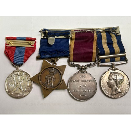 412 - British Army Trio, Queen Victoria Egypt Medal with ‘Tel’El-Kebir’ clasp, and Long Service Good Condu... 