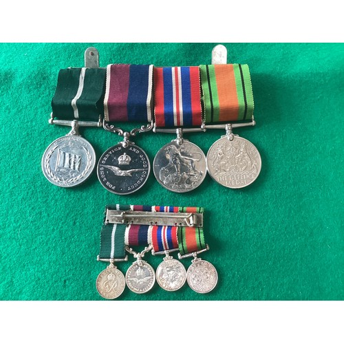 409 - A set of four RAF medals – plus the miniature copies - awarded to Flight Sgt J.E. Wood of the RAF (3... 