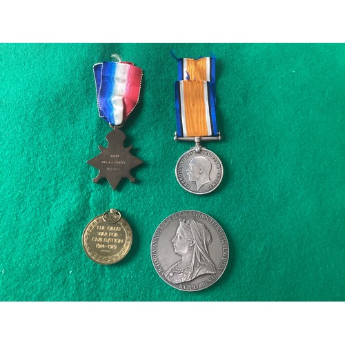 411 - World War One Medal Trio of Mons Star, British War and Victory medal(no ribbon on latter) all awarde... 