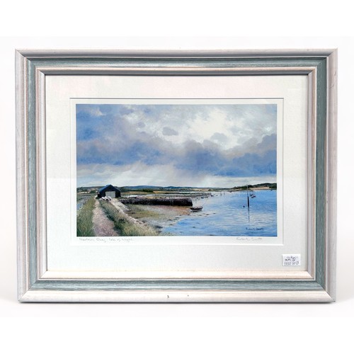 442 - Robert Scott (contemporary), 'Newtown Quay, Isle of Wight,' a pair of coloured prints, signed and ti... 