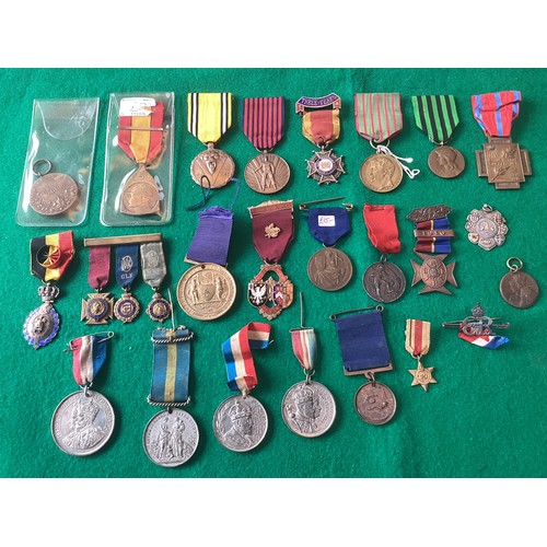 551 - Various medals and medallions in different metals, some with military interest (see top row of photo... 