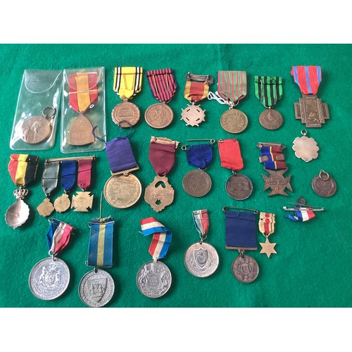 551 - Various medals and medallions in different metals, some with military interest (see top row of photo... 