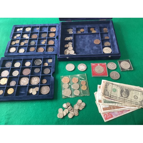 305 - A collection of mainly UK coins, with some silver, and a few foreign banknotes. Our 2nd and 3rd phot... 