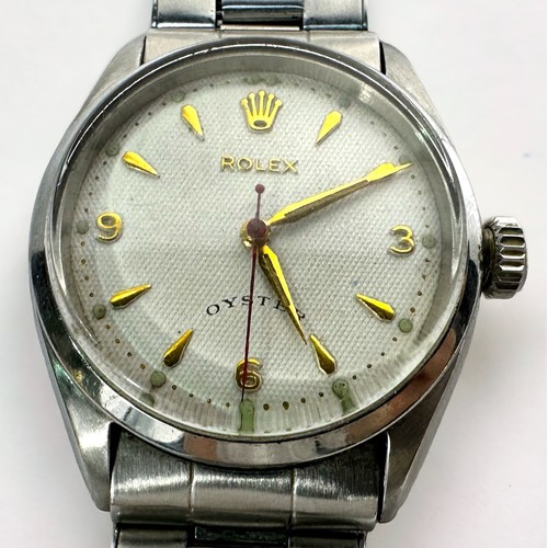 107 - A vintage stainless steel Rolex Oyster, model 6480, C.1955, possibly earlier, the white waffle ‘Expl... 