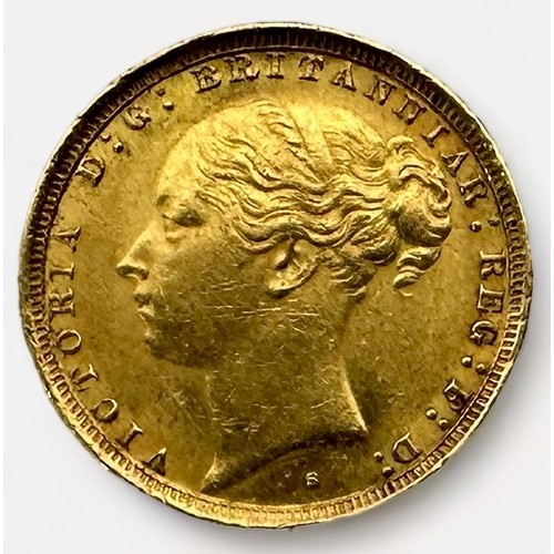 316 - A Queen Victoria full Sovereign, 1887, young head Victoria, 22ct gold, gross weight approximately 8g