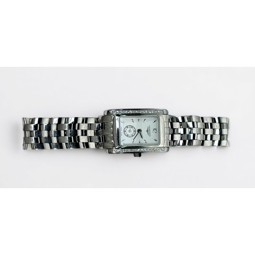 106 - A ladies stainless steel Longines Dolce Vita quartz ‘L5.155.0’ wristwatch, the rectangular white ena... 