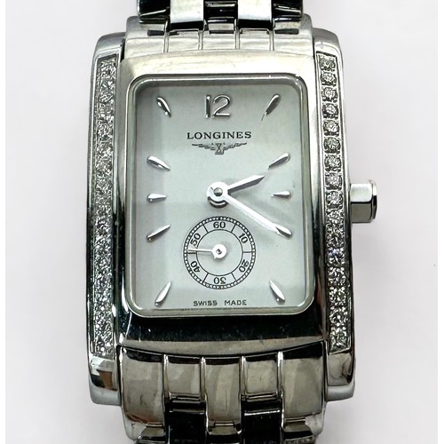 106 - A ladies stainless steel Longines Dolce Vita quartz ‘L5.155.0’ wristwatch, the rectangular white ena... 