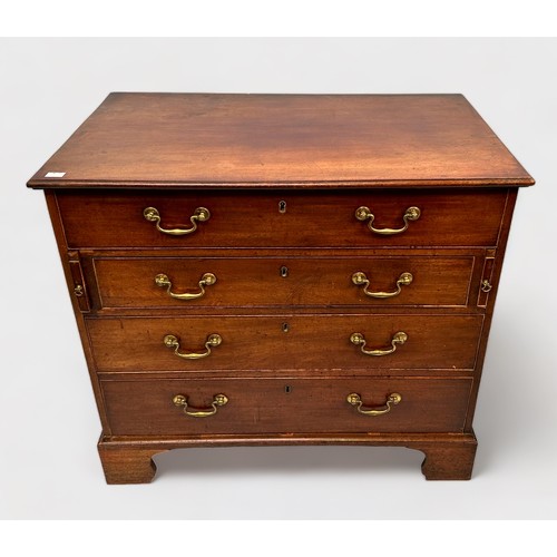 512 - A 19th century mahogany secretaire chest of drawers, the top drawer opening to reveal a green baize ... 