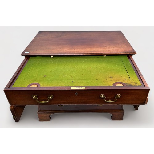 512 - A 19th century mahogany secretaire chest of drawers, the top drawer opening to reveal a green baize ... 