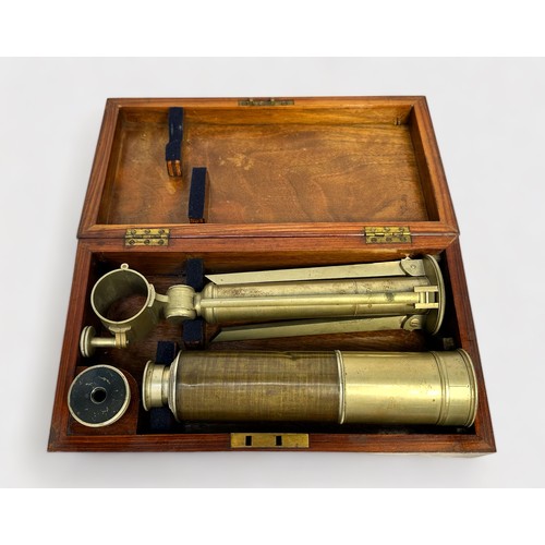 383 - A 19th century four-draw telescope by Baker of London, engraved ‘244 High Holborn, London’, with len... 