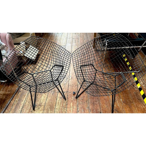 519 - Afert Harry Bertoia and designed c1952, a pair of black Diamond Chairs