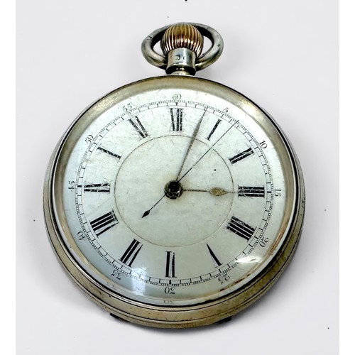 109 - A late 19th century silver-cased open-face pocket watch, the white enamel dial with Roman numerals d... 