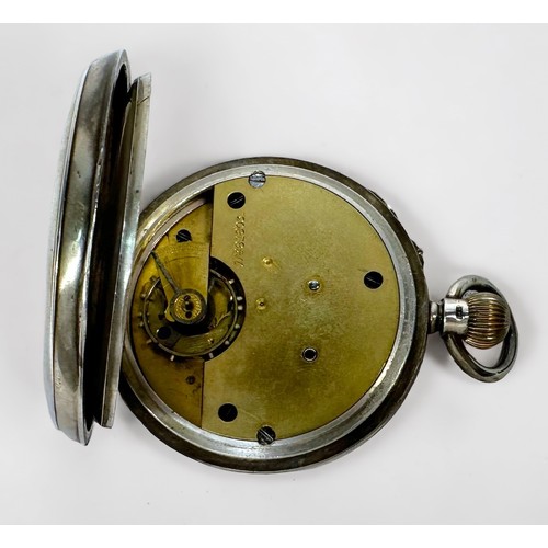 109 - A late 19th century silver-cased open-face pocket watch, the white enamel dial with Roman numerals d... 