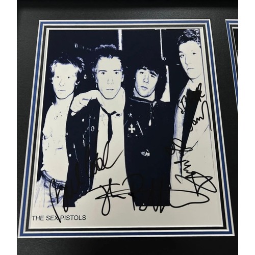 368 - A signed monochrome picture of The Sex Pistols, bearing signatures of Johnny Rotten, Steve Jones, Pa... 