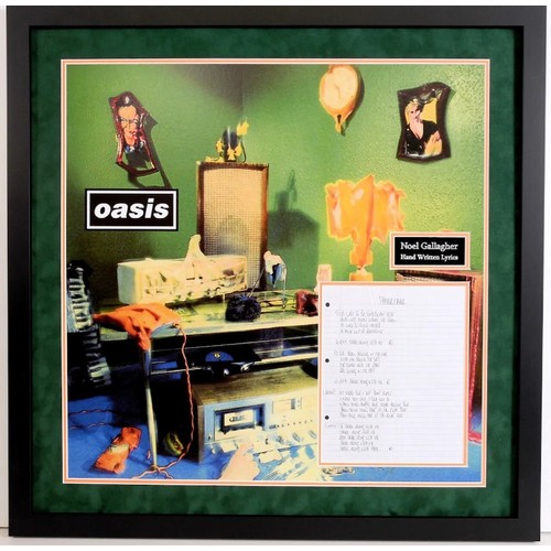 364 - Original handwritten lyrics for ‘Shakermaker’ by Noel Gallagher for Oasis album ‘Definitely Maybe’, ... 