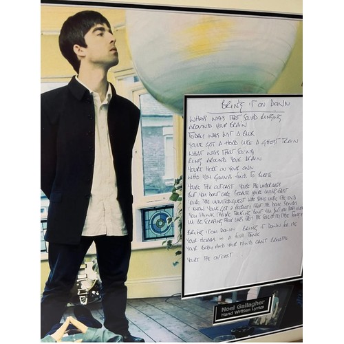 366 - Original handwritten lyrics for ‘Bring It On Down’ by Noel Gallagher for Oasis album ‘Definitely May... 