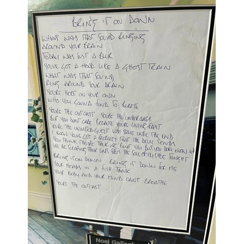 366 - Original handwritten lyrics for ‘Bring It On Down’ by Noel Gallagher for Oasis album ‘Definitely May... 