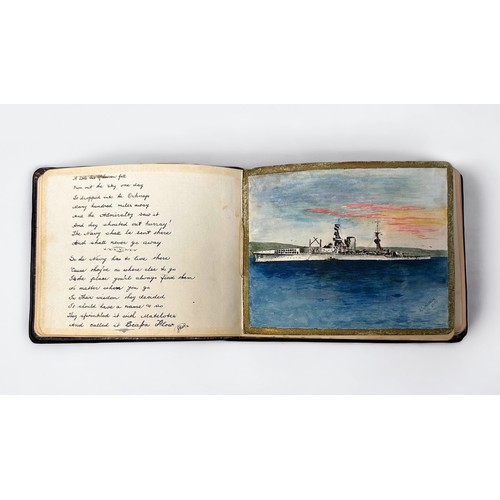 424 - A WW1 period autograph/sketch book of HMS Furious/ RAF/ RNAS interest, (The first RN ship converted ... 