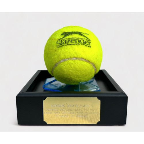 623 - An Andy Murray signed Wilson 1 tennis ball and replica Wimbledon 2013 Slazenger tennis ball, housed ... 