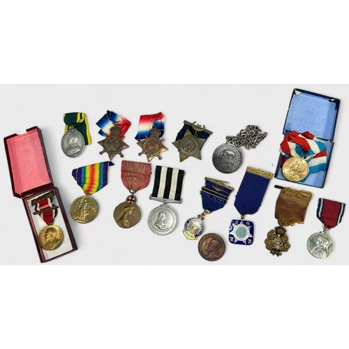 429 - Mixed medal lot comprising: Khedive’s Star 1882, 2x WW1 1914-15 Stars, 1x Victory Medal, 10x WW2 med... 