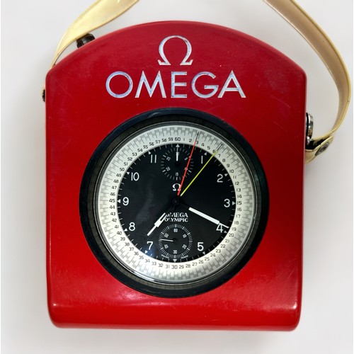 129 - A rare Omega Olympic pocket watch with stopwatch function, C.1960’s, the black dial with Arabic nume... 