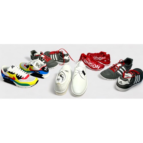 620 - Four assorted pairs of London 2012 Olympic themed shoes, including, a pair of Nike Air Max Hyperfuse... 