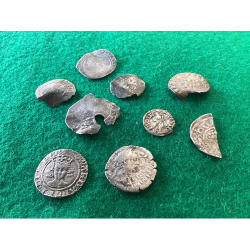 308 - Nine silver coins - one Roman, one foreign medieval (which is possibly Spanish) and seven English ha... 