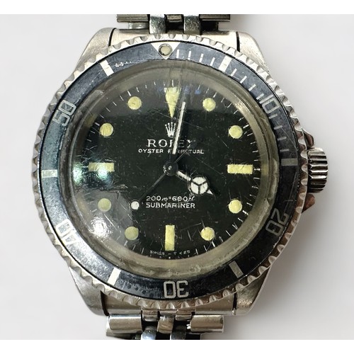 130 - A rare gents stainless steel Rolex Oyster Perpetual Submariner wristwatch, reference 5513, C.1967, t... 