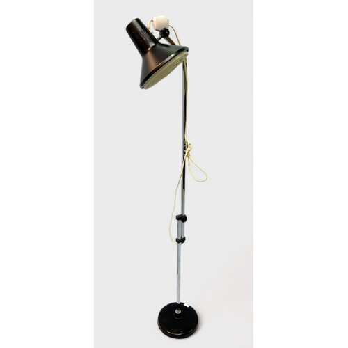 403 - A vintage standard lamp with wieghted circular base, dual adjustable square-section standard with 'm... 