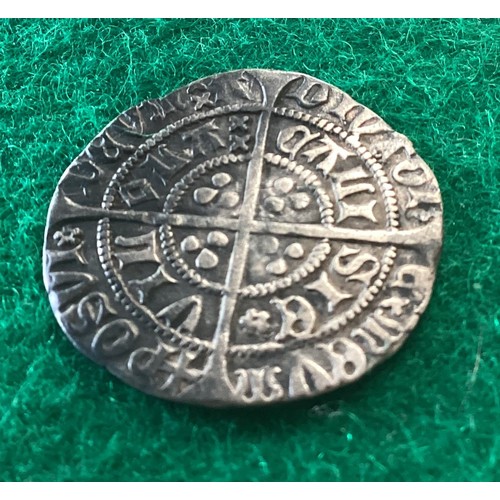 309 - A Henry VI silver halfgroat, Annulet issue, Calais mint. A very pleasing example. Two photos of both... 