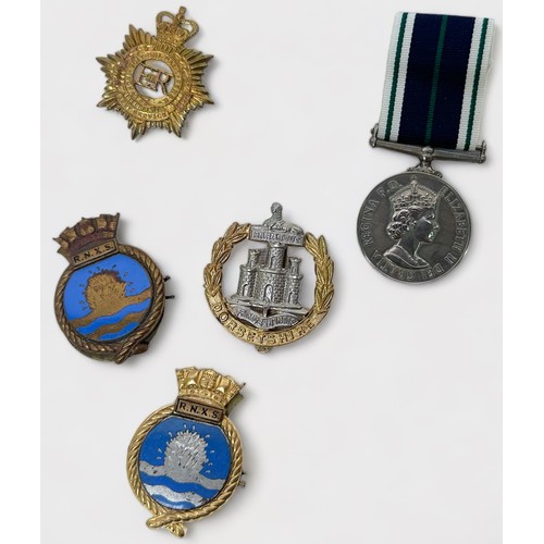 432 - An ERII Royal Navy Auxiliary Service Long Service Medal, named and with box as issued, together with... 