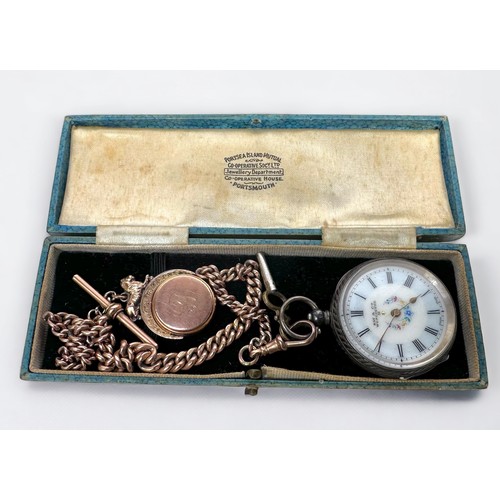 145 - A continental .935 grade silver open-face pocket watch, dial with retailers name ‘Kay & Co Worcester... 