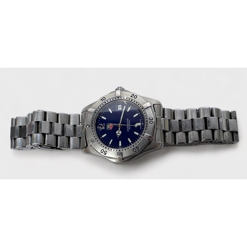 148 - A gents stainless steel Tag Heuer Professional 200 meter water resistant quartz wristwatch, the blue... 