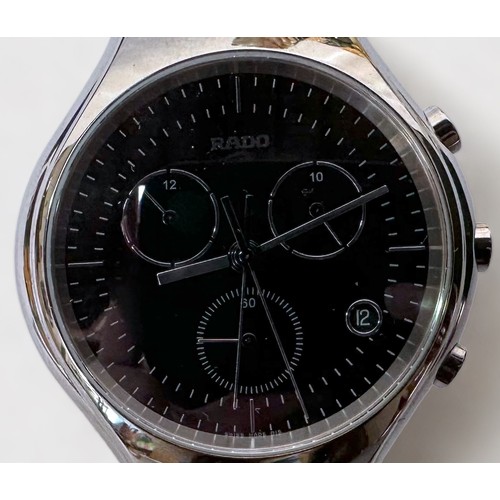 149 - A Rado Diastar wristwatch, the round black enamel dial swith batons denoting hours, date aperture at... 