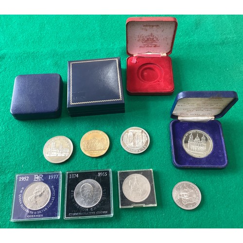 313 - Some commemorative medallions including a 22 carat gold-plated limited edition replica of the Bluton... 