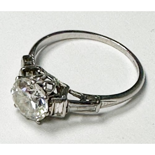 293 - A Platinum and Solitaire Diamond Ring, older style Round Brilliant Cut diamond, estimated weight 1.5... 